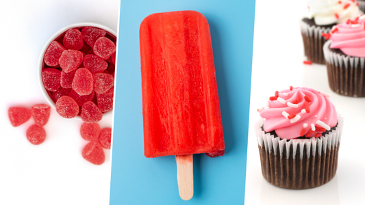 Colorful candies and sweets containing Red Dye #3